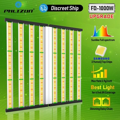 Phlizon FC-E8000 1000W Led Grow Light 8Bar for Indoor Plants 6X6FT Full Spectrum