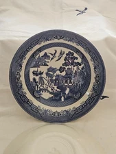 CHURCHILL BLUE WILLOW 2 SERVICE BOWLS*PRISTINE & IMMACULATE NEW 8 7/8"