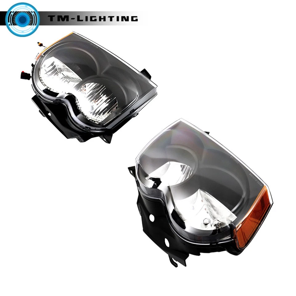 Par de faros halógenos negros para Jeep Grand Cherokee 2005 2006 2007 Foto 3 de 4