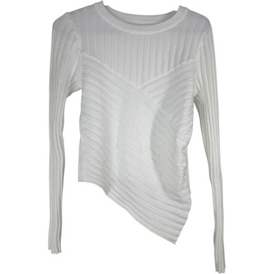 Allie Rose Womens White Ribbed Sweater Sz L Asymmetrical Angelcore Soft Girl