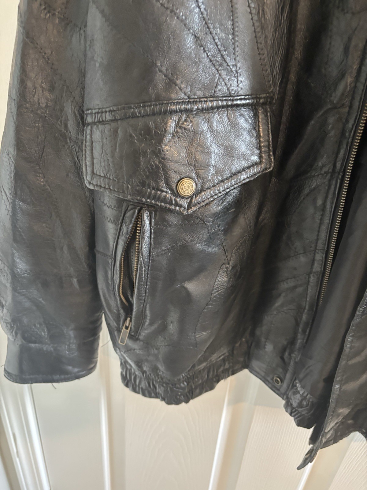 LeWorld Vintage Patchwork Leather Jacket Size XL - image 2