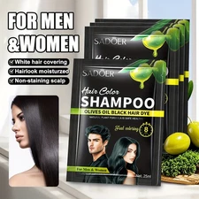 5 PCS Hair Dye Shampoo for Men Women, Black, Natural Hair, Instant Hair Dye
