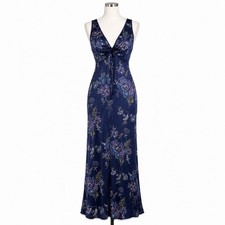Vintage Miss Elaine Nightgown Womens M Floral Maxi Cottagecore Romantic USA