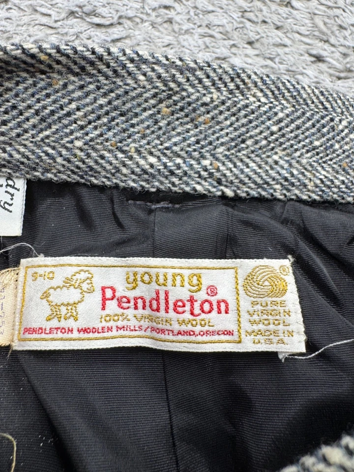 De Colección Pendleton Falda Niña 9-10 Gris Lana Espiga Tweed Midi Lápiz EE. UU. 80s Foto 3 de 4