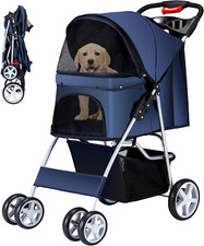 Pet Stroller, 4 Wheels Pet Strolling Cart for Medium/Small Dogs and Cats, Foldab