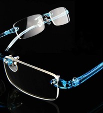 TR90 Blue Rimless Reading Glasses 0.5 0.75 1.0 1.25 1.5 1.75 2.0 to 400