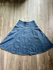 VTG Paneled Denim A Line Flared Midi Skirt Y2K 90s Boho Western