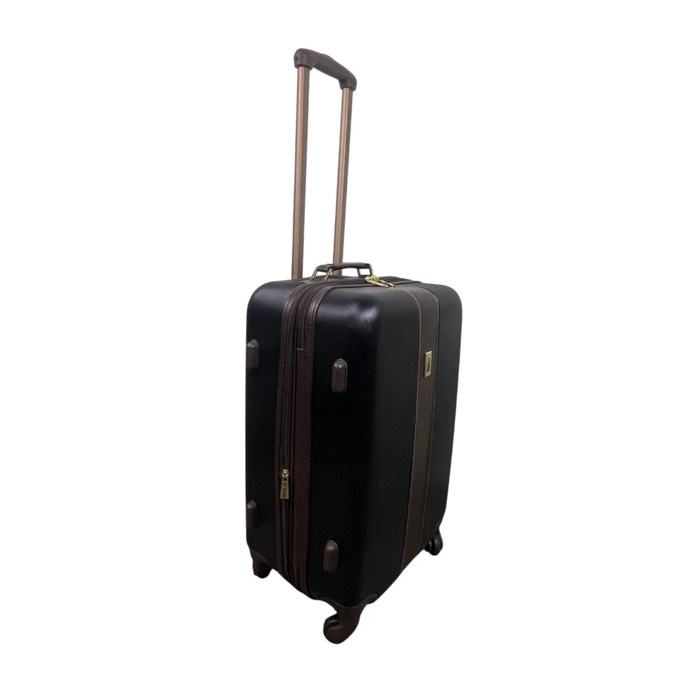 Equipaje rígido con ruedas giratorias expandible London Fog para hombre negro y marrón Foto 2 de 4