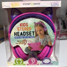 Kids Wired Cat Ears Headphone Headsets Girl Earphone On Ear Pink Volume Control