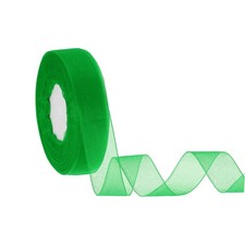 Organza Ribbon 1 Inch 50 Yards Sheer Ribbons for Gift Wrapping, Green