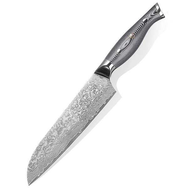 Damascus Santokumesser 18,5 Cm 67-Lagiger Damast Stahl Messer In Geschenkbox-image