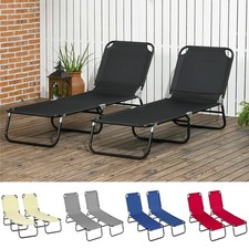 2 Pack Folding Sun Loungers Outdoor Day Bed with Adjustable Backrest