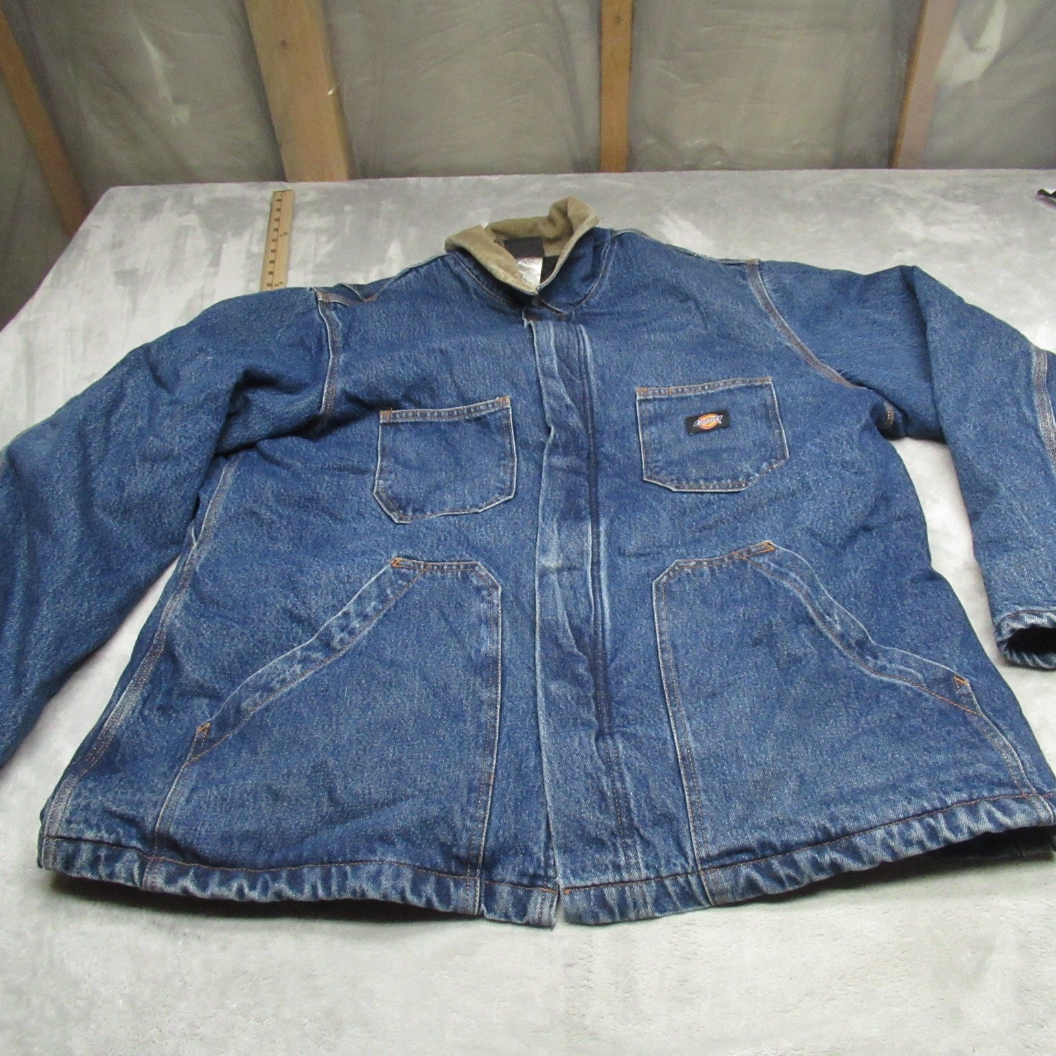 S Xl Blue Denim Quilted Lined Rugged Work Classic Vtg