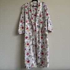 Victoria's Secret Women's Vintage Gold Label White Floral Robe SP Small Satin