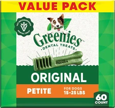 Veterinarian-Recommended Adult Natural Dental Dog Treats Petite Size, Original F