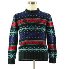 70s Vintage Ralph Lauren Shetland Wool Sweater Mens M Fairisle Geometric Xmas