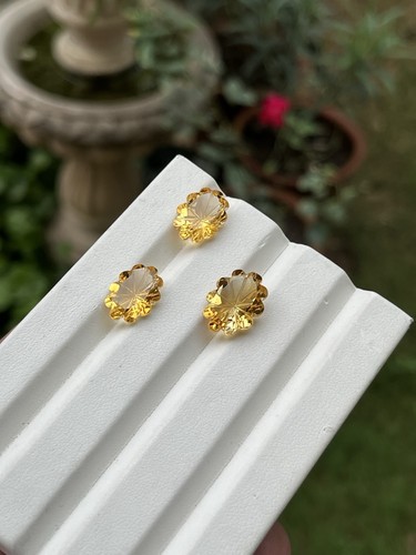 17.40Cts Citrine Laser Cut Gemstone 3 Piece Set Flower For Making Pendants Rings - Picture 14 of 14