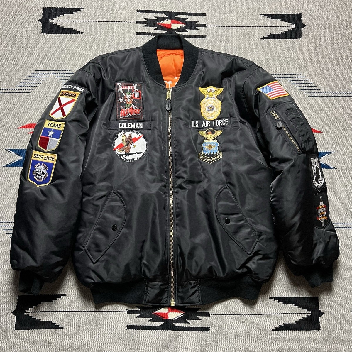 Vintage MA-1 Military Flight Bomber Jacket Chain Stitch Patch