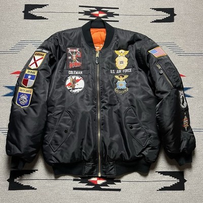 Vintage MA-1 Military Flight Bomber Jacket Chain Stitch Patch