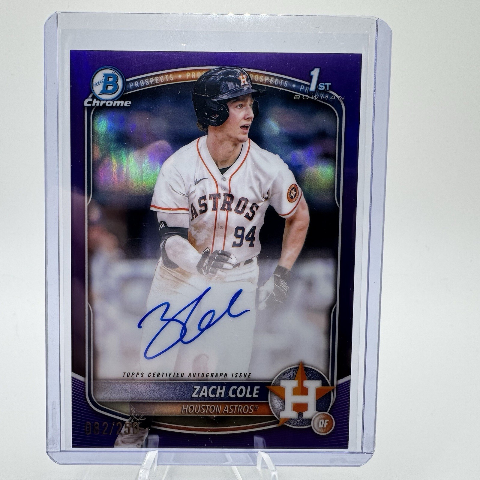 2025 Bowman Chrome ZACH COLE 1st Bowman Auto #CPA-ZC Purple Refractor /250