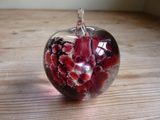 Laugharne Pink Glass Apple Bubble Design Paperweight