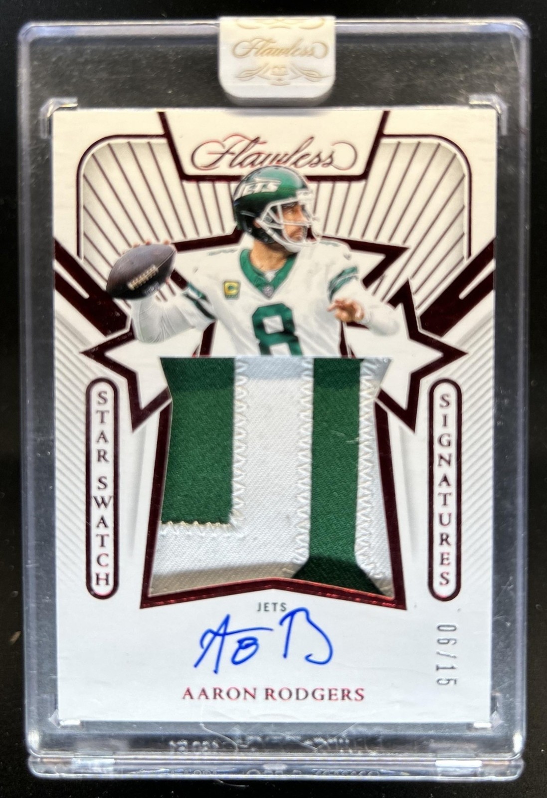 2025 Flawless Aaron Rodgers 2024 - Star Signatures Patch Ruby Auto #/15 #1