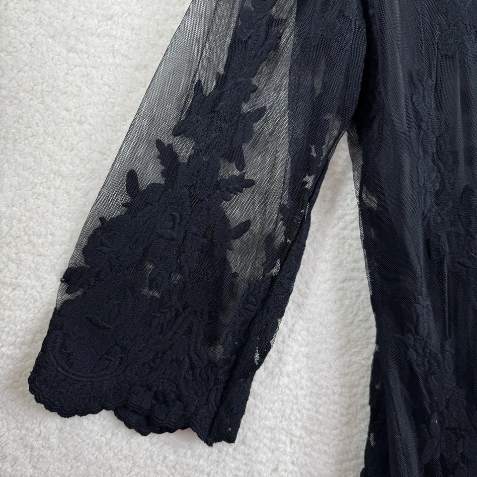 Camisa Colleen Lopez Mujer 3XL Negra Encaje Bordado Túnica Estilo Transparente 614236 Foto 4 de 4