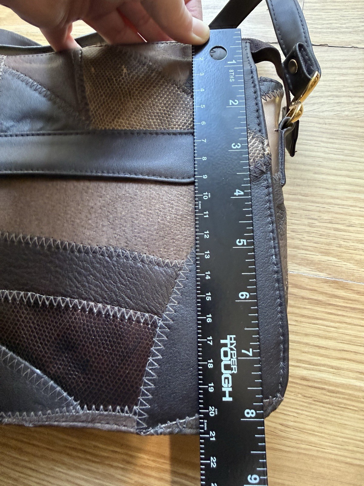 Genuine Leather Patchwork Boho Crossbody Bag Brow… - image 17