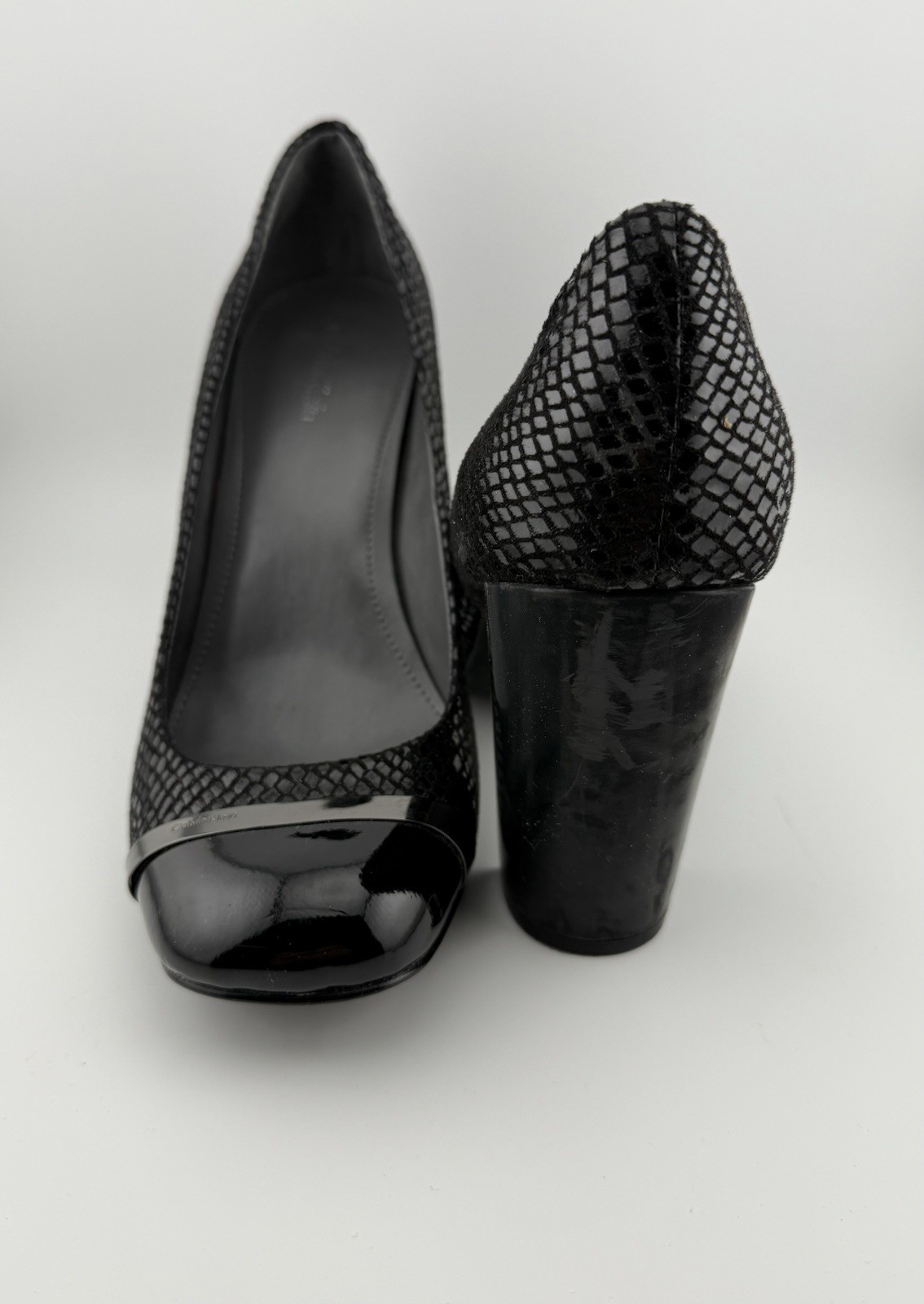 Blaine Two Tone Black Snake Print/Patent Pumps 7.5 by Calvin Klein thumbnail 2