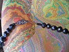 VINTAGE VICTORIAN whitby jet beaded art deco sterling mourning necklace jewelry — photo 8