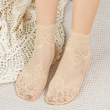 Calze donna maglia pizzo trasparente calze sottili corte alla caviglia calze estive traspiranti-C2