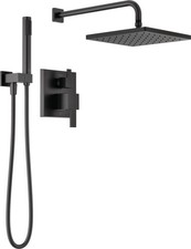 Delta Modern 14 Series Square Rain Shower System Faucet Set, Matte Black