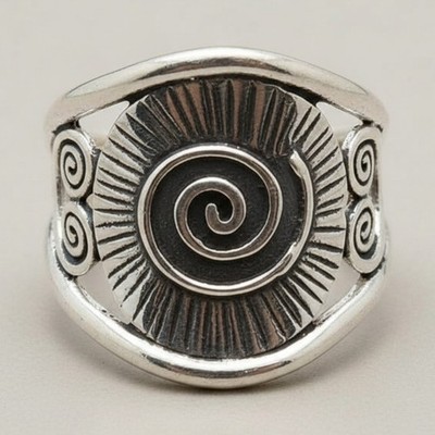 Genuine Sterling Silver Ring Spiral Solid Hallmarked 925 Handmade