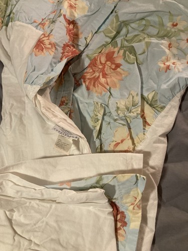 Cuddledown Butterfly King size Bed Skirt Blue Floral With One standard pillowcas - Picture 10 of 13