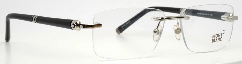 Gafas sin montura rectangulares plateadas Montblanc MB483 016 58-15-140 B:37 Foto 4 de 4
