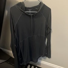 Layer 8 Womens Sz S Gray Athletic Long Sleeve Hooded Pullover top qwick-dry EUC