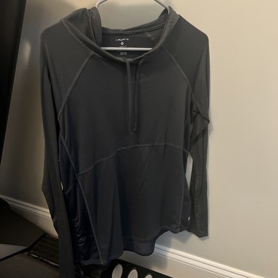 Layer 8 Womens Sz S Gray Athletic Long Sleeve Hooded Pullover top qwick-dry EUC