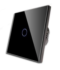 CNBINGO Touch Light Switch Black Single Light Switch Tempered Glass Panel with