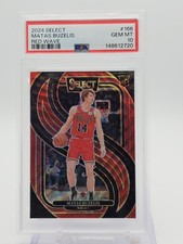 MATAS BUZELIS 2024-25 SELECT PREMIER LEVEL ROOKIE RED WAVE PSA 10 Q0850