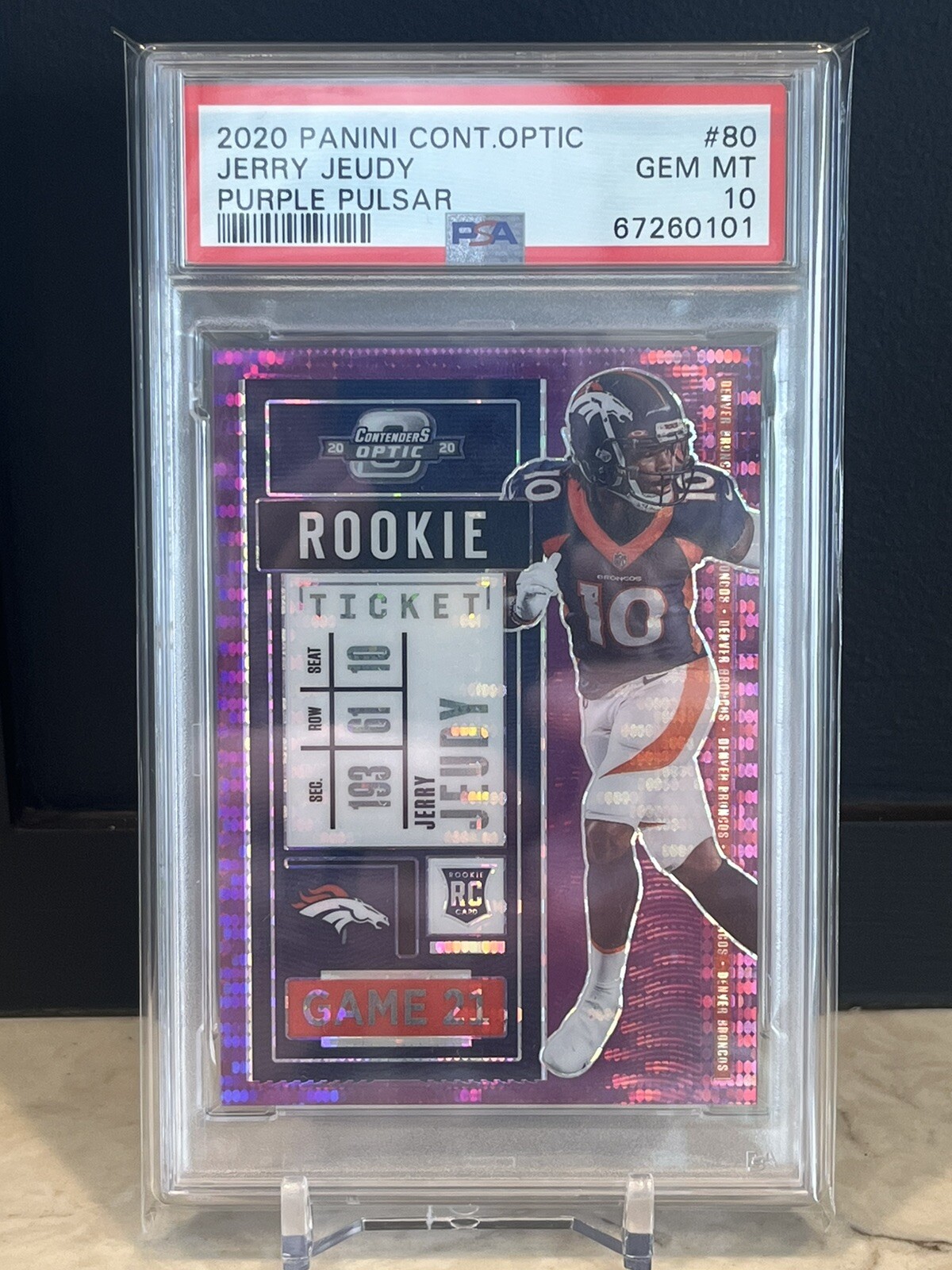 Jerry Jeudy Panini Contenders Optic #80 Purple Pulsar