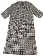 Talbots Plus Shift Dress Women Sz X Geometric Medallion V Neck Knee Stretch