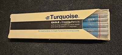 TURQUOISE  EAGLE 2H DRAWING  PENCILS IN A BEAUTIFUL PLASTIC BOX 9 TOTAL 