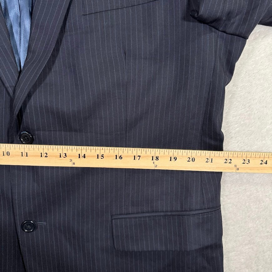 Joseph Abboud Mens 44R Blazer Navy Striped Sport Coat Cotton Jacket Wool Casual