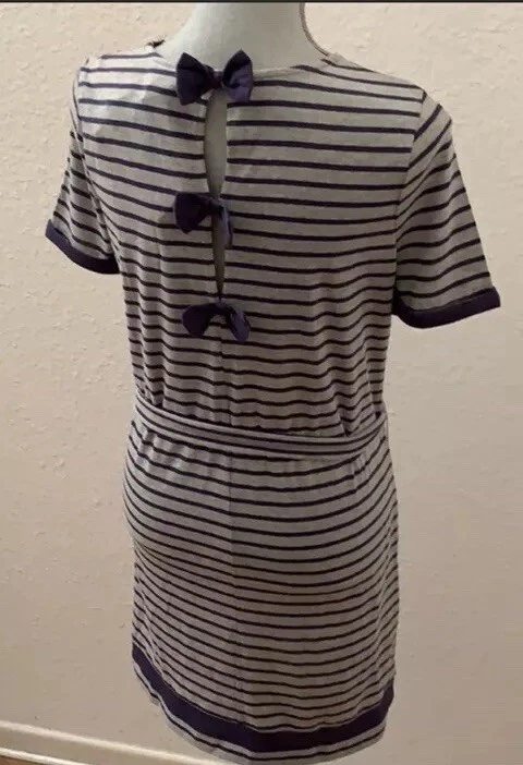 Vestido Tommy Niña Hilfiger Niñas Talla Mediana M Nuevo Con Etiquetas Azul Rayas Gris Lazos Foto 2 de 4