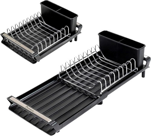 Erreke Sink Drainer Rack, Black Dish Drainer, Extendable Dish Drying Rack, Spout - Picture 9 of 10