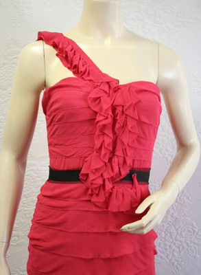 Robe Cocktail BCBG MAX AZRIA Azalée Asymétrique Une épaule - Soie - Taille 02 Neuve Avec étiquettes