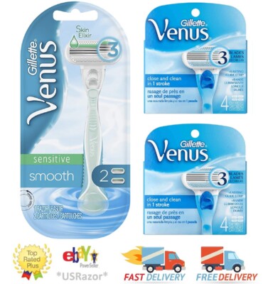10 Gillette Venus Razor Blades 8 Cartridges Handle +2 Refills fit Embrace Shaver