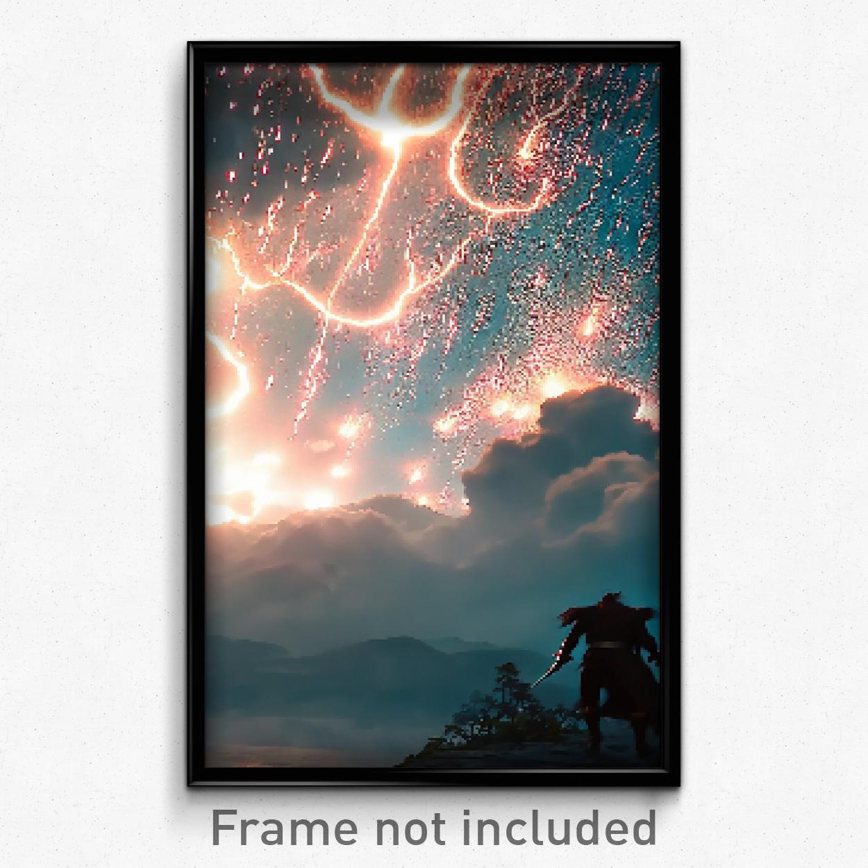 Pixel Art Poster - Enchanting Storm (8 Bit Psychedelic Trippy Video Game Print)
