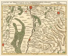 Nautical Map - Rhine River Brisach Nuremberg Fribourg - Robert 1748 - 27.69 x 23