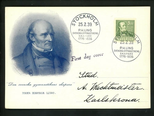 Postal History Sweden #290 /// 290//292 FDC Card Ling Gymnastics 1939 Stockholm